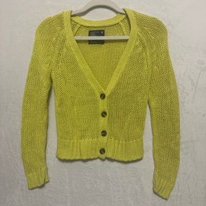 American Eagle Outfitters Vibrant Yellow Knit Cardigan